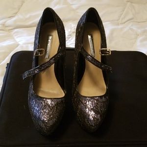 H by Halston pumps in a black silver lace